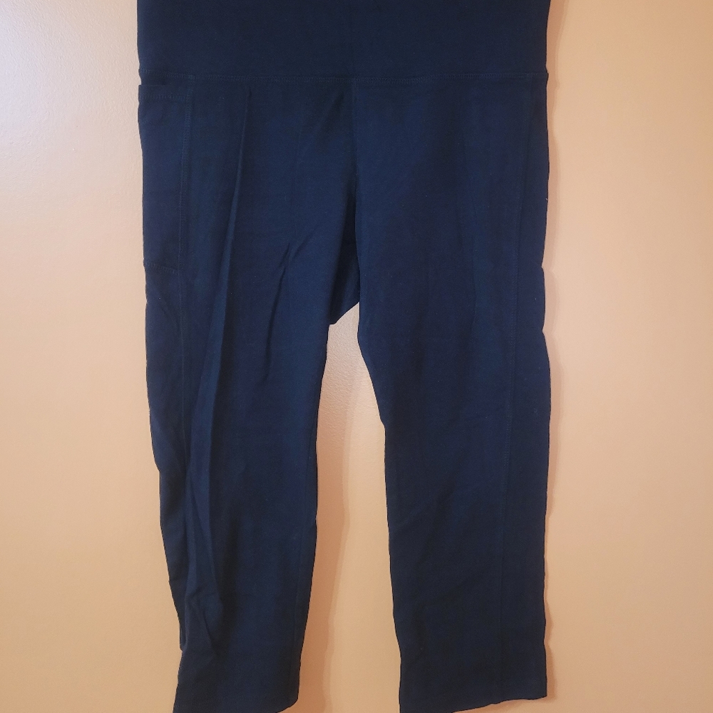 Spalding Plain Black Athletic Leggings | Size Large